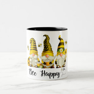 Cute Bee Happy/Gnome Two-Tone Coffee Mug