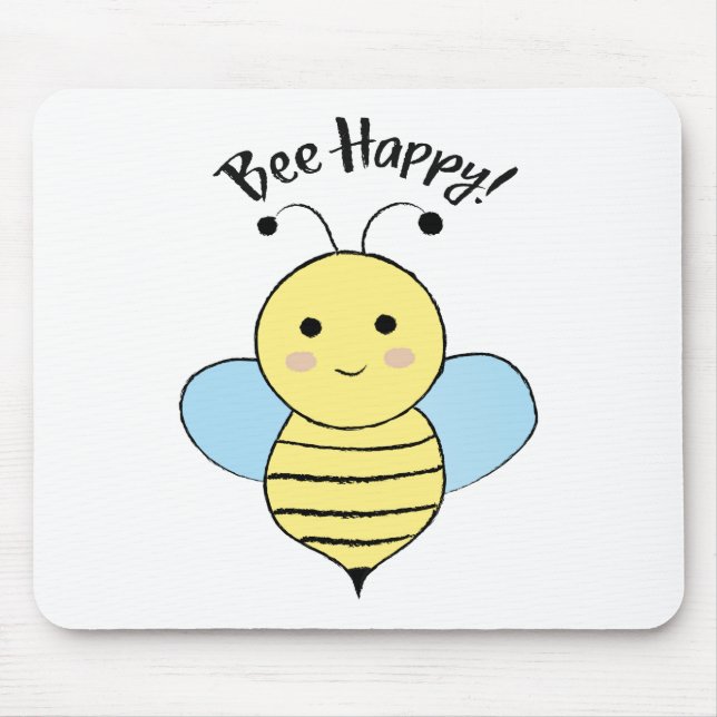 Cute Bee Happy Mouse Mat (Front)