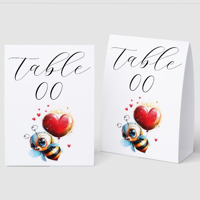 Cute Bee Holding Red Heart | Custom Logo & Text (Front/Back)