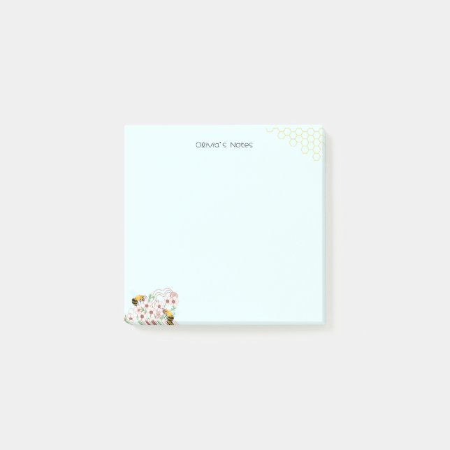 Cute Bee honeycomb gradient Personalised name Post-it Notes (Front)