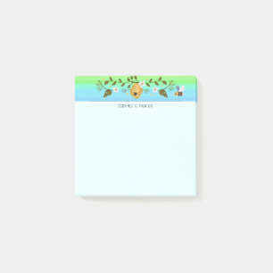 Cute Bee honeycomb gradient Personalised name Post-it Notes