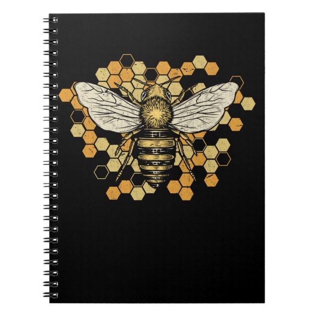 Cute Bee Honeycomb Nature Beekeeper Art Notebook (Front)