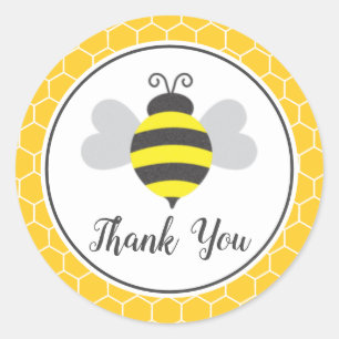 Cute Bee & Honeycomb Thank You Classic Round Sticker
