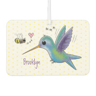 Cute bee hummingbird cartoon illustration car air freshener