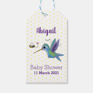 Cute bee hummingbird cartoon illustration gift tags