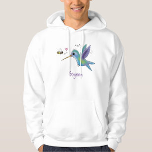 Cute bee hummingbird cartoon illustration hoodie
