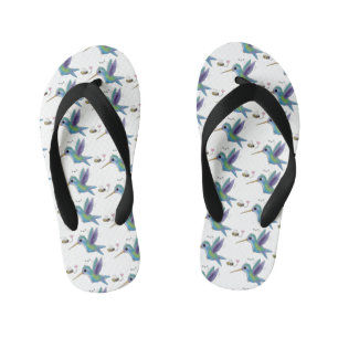 Cute bee hummingbird cartoon illustration kid's flip flops