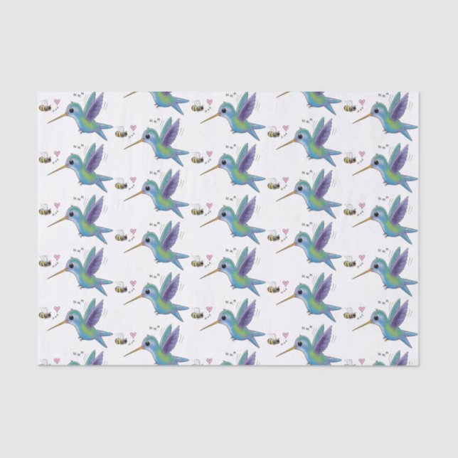 Cute bee hummingbird cartoon illustration tissue paper (Front)