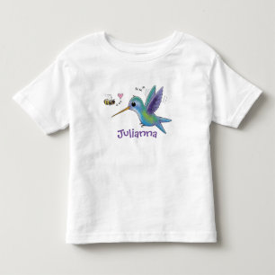 Cute bee hummingbird cartoon illustration toddler T-Shirt