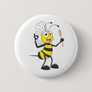 Cute Bee in Chef Outfit Delicious 6 Cm Round Badge