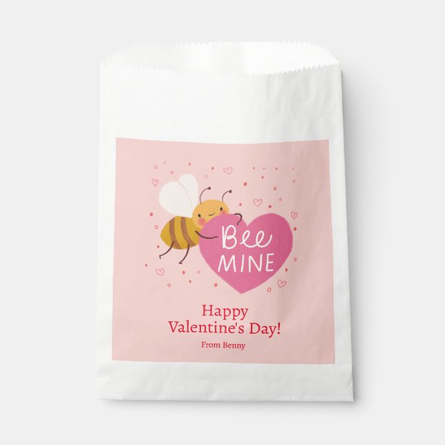 Cute Bee Kids Classroom Valentine Favour Bags (Front)
