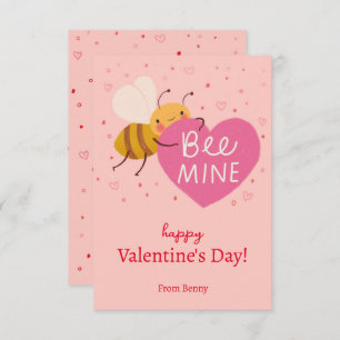 Cute Bee Kids Classroom Valentine Note Card