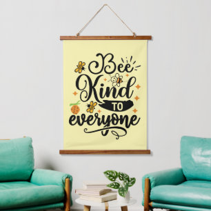 Cute bee kind word art hanging tapestry