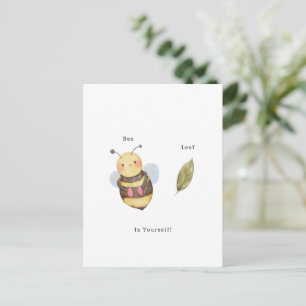 Cute Bee Leaf Believe In Yourself Quote Card