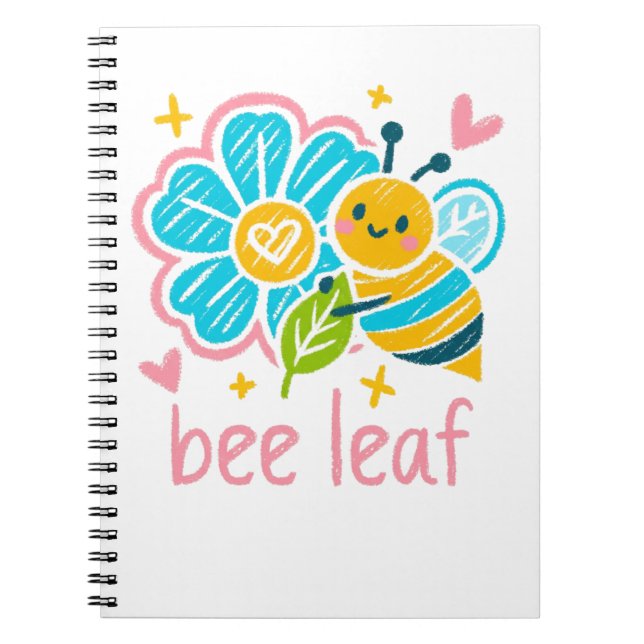 Cute Bee Leaf Believe Pun Save The Bees Gardener  Notebook (Front)
