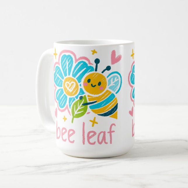 Cute Bee Leaf  Inspirational for Yoga practitioner Coffee Mug (Front Left)