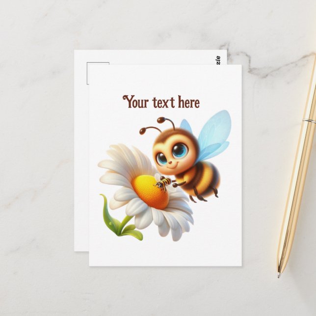 Cute bee lovers customisable  postcard (Front/Back In Situ)