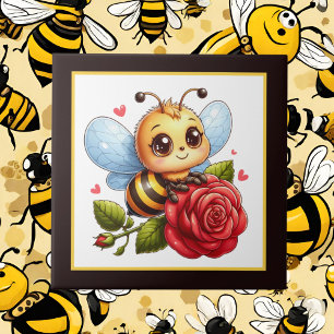 Cute bee lovers insect  tile