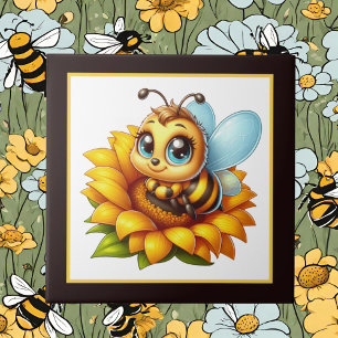Cute bee lovers insect  tile