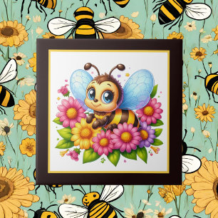 Cute bee lovers insect  tile