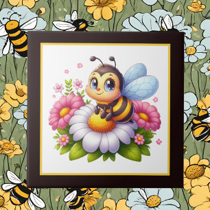 Cute bee lovers insect  tile