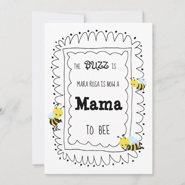 *~* Cute Bee MAMA TO BEE Baby Shower Invitation (Front)