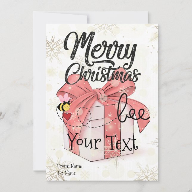 Cute Bee Merry Christmas Custom Holiday Card (Front)