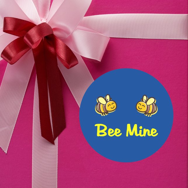 Cute Bee Mine Retro Bumble Bees Dark Colour Classic Round Sticker (Creator Uploaded)