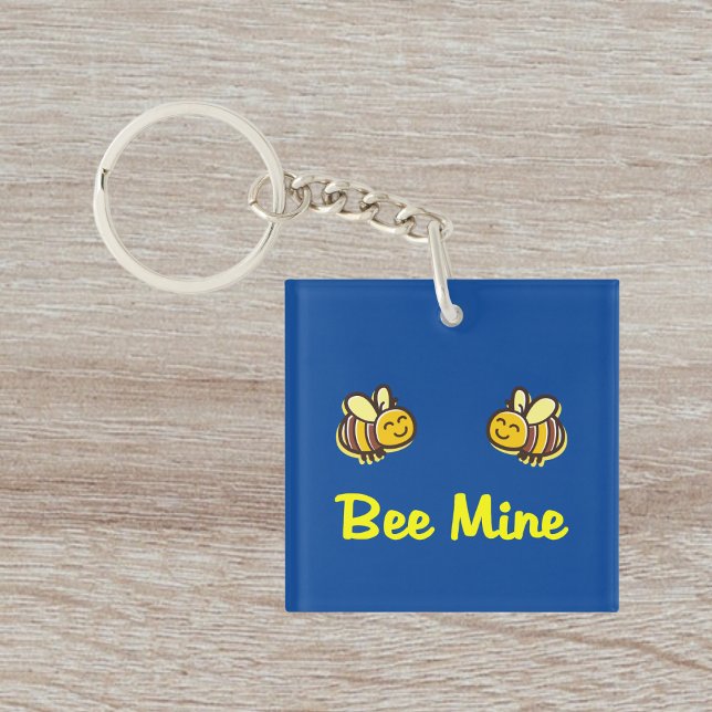Cute Bee Mine Retro Bumble Bees Dark Colour Key Ring (Creator Uploaded)