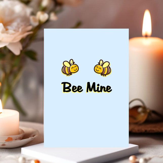 Cute Bee Mine Retro Bumble Bees Light-Colour Holiday Card (Creator Uploaded)
