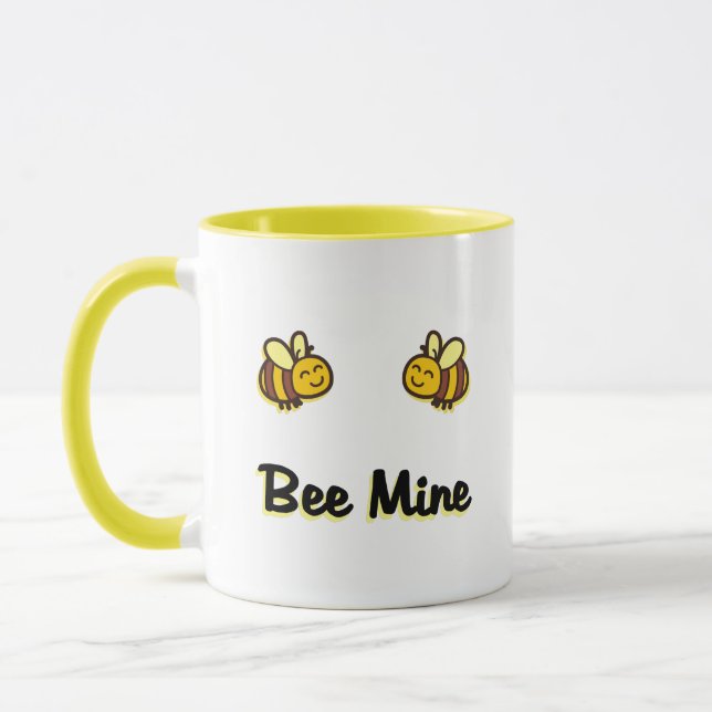 Cute Bee Mine Spaced Retro Bumble Bees Light-Colou Mug (Left)
