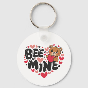 Cute Bee Mine Teddy Bear Valentine's Day Key Ring