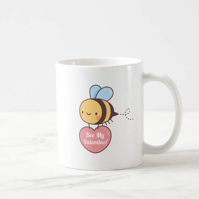 Cute Bee My Valentine Be My Valentine Coffee Mug (Right)