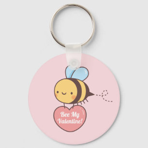 Cute Bee My Valentine Pun Key Ring