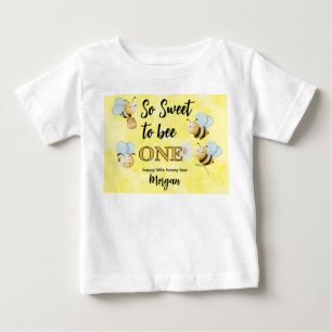 Cute Bee One Yellow Black First Birthday Party Baby T-Shirt