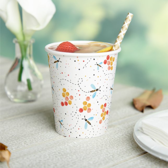 Cute Bee Pattern Paper Cups (Insitu)