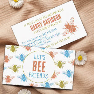 Cute Bee Pattern Play Date Mum Kids Business  Calling Card