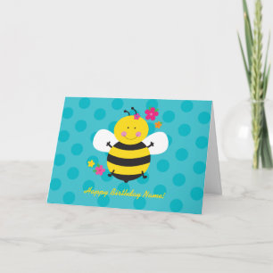 Cute Bee Personalised Birthday Greeting Card