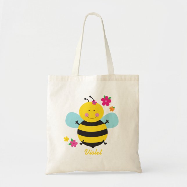 Cute Bee Personalised Budget Tote Bag (Front)