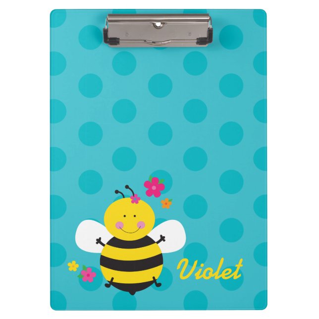 Cute Bee Personalised Clipboard (Front)