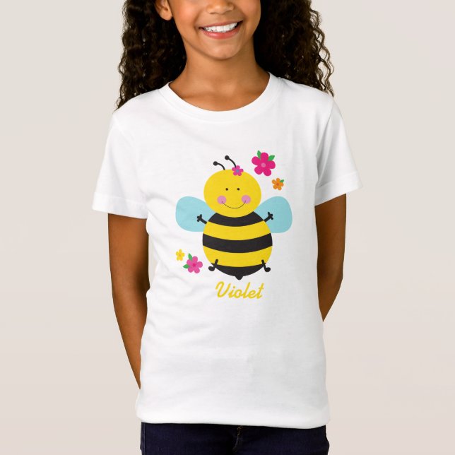 Cute Bee Personalised Girl Shirt (Front)