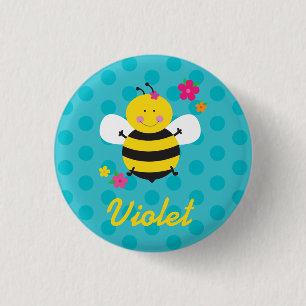 Cute Bee Personalised Pin/Button 3 Cm Round Badge