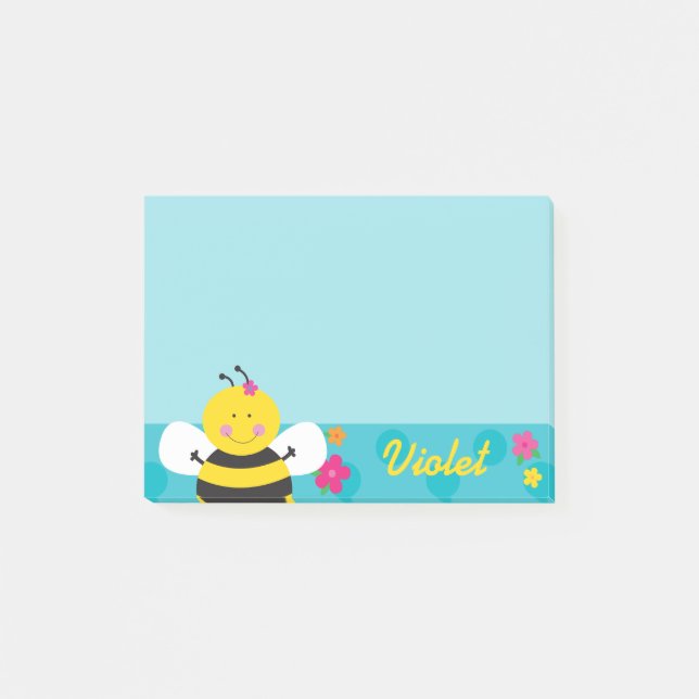 Cute Bee Personalised Post-it Notes (Front)