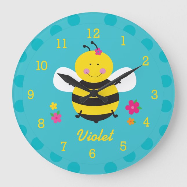 Cute Bee Personalised Wall Clock (Front)
