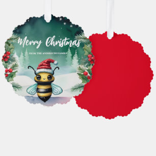 Cute Bee Pet Santa Xmas Holiday Party Family boys Tree Decoration Card