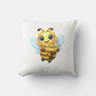 Cute Bee Positive Inspirational Cartoon Throw Pill Cushion