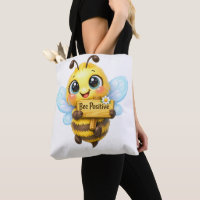 Cute Bee Positive Whimsical Cartoon Tote Bag