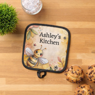 Cute bee potholders personalised pot holder