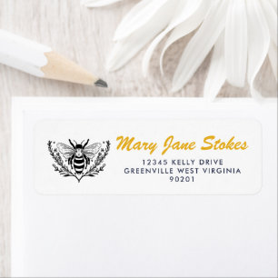 Cute Bee Return Address Label Personalised