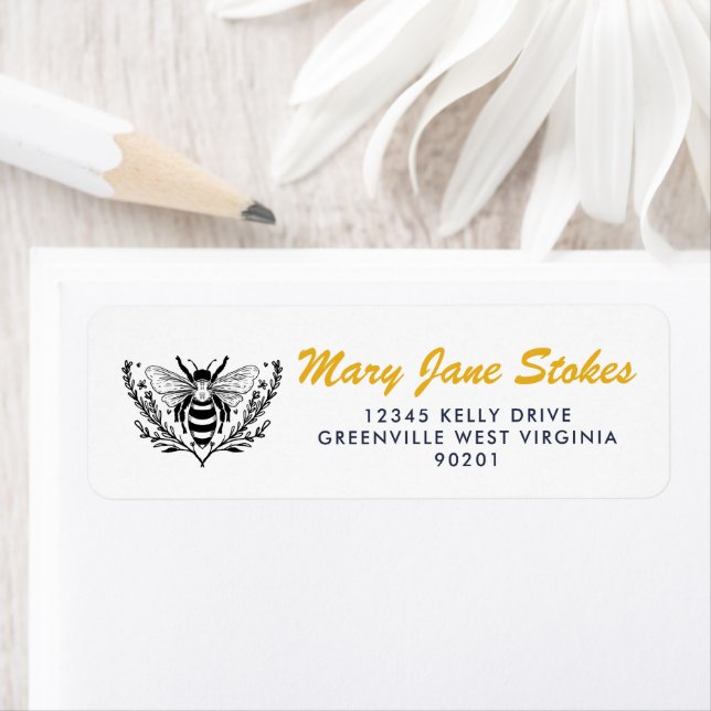 Cute Bee Return Address Label | Personalised  (Insitu)
